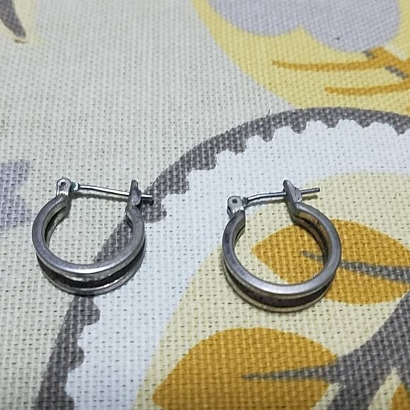 Vintage Silver Hoop Earrings - Picture 3 of 3